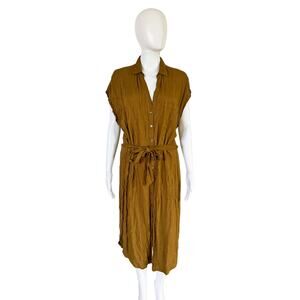 LSPACE GREEN MIDI SHIRT DRESS COVER UP M L